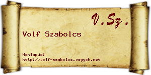 Volf Szabolcs névjegykártya